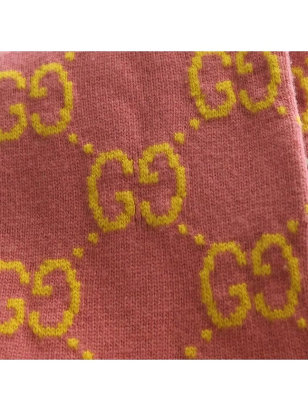 Gucci GG Wool Jacquard Scarf Logo Muffler Pink - Picture 2 of 6
